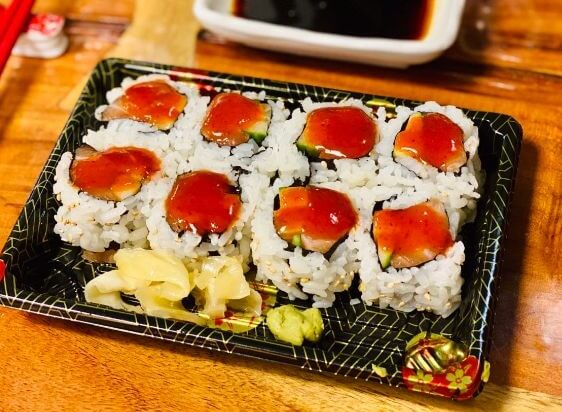 Spicy sushi rolls at Yi Sushi-Go in Bayonne, NJ